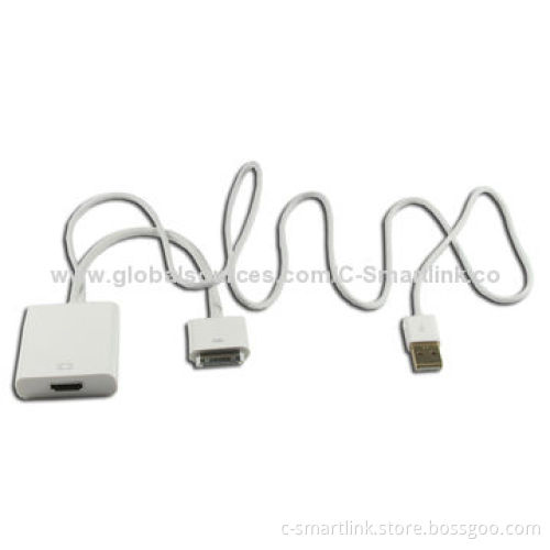 Digital AV HDMI® Adapter to HDTV for New iPad 2, 3, iPhone 4S/4G/iPod Touch with USB Charging